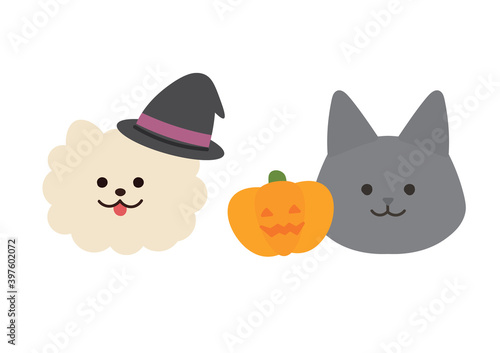 仮装したペットのイラスト