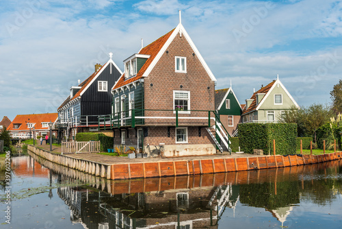 Marken. Beautiful typical fisherman village houses in Marken. Netherlands. © resul