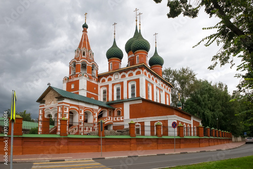 Garrison Church of the Archangel Michael on a cloudy August day. Yaroslavl, Golden Ring of Russia
