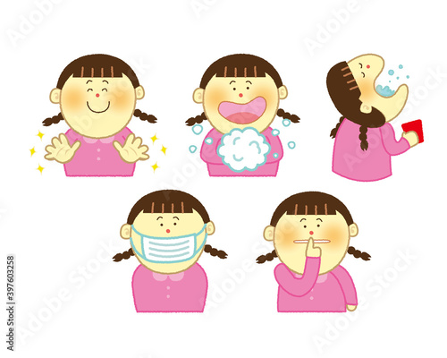 手を洗う子供の女の子