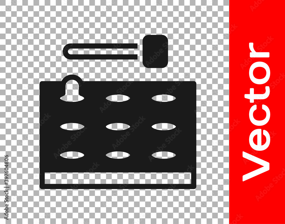 Black Arcade game machine with hammer icon isolated on transparent background. Amusement park attraction. Vector. Black Arcade game machine with hammer icon isolated on transparent background. Amusement park attraction. Vector.