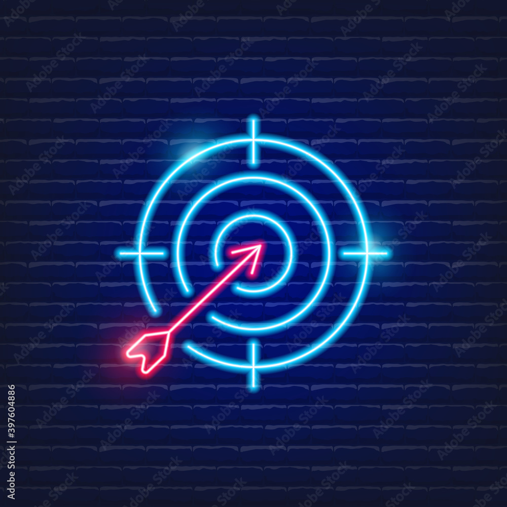 Marketing target neon Icon. Vector illustration for graphic design. Strategy concept. Marketing target neon Icon. Vector illustration for graphic design. Strategy concept.