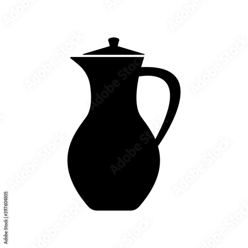 Jug icon. Black silhouette. Vector flat graphic illustration. The isolated object on a white background. Isolate. photo