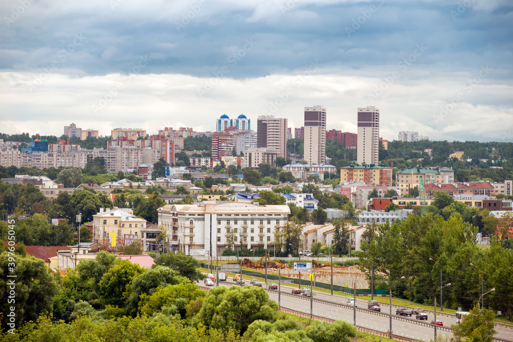 View from the belfry of the Spaso-Preobrazhensky monastery to the city of Yaroslavl. Gold ring. Russia View from the belfry of the Spaso-Preobrazhensky monastery to the city of Yaroslavl. Gold ring. Russia
