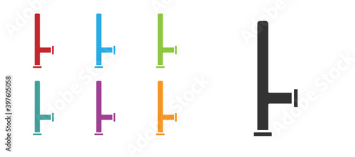 Black Police rubber baton icon isolated on white background. Rubber truncheon. Police Bat. Police equipment. Set icons colorful. Vector.