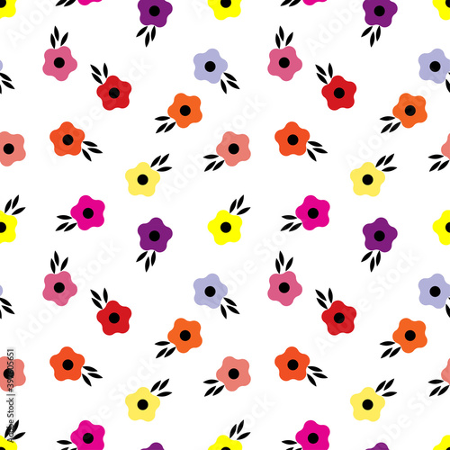 Seamless multicolor floral abstract texture. simple illustration.