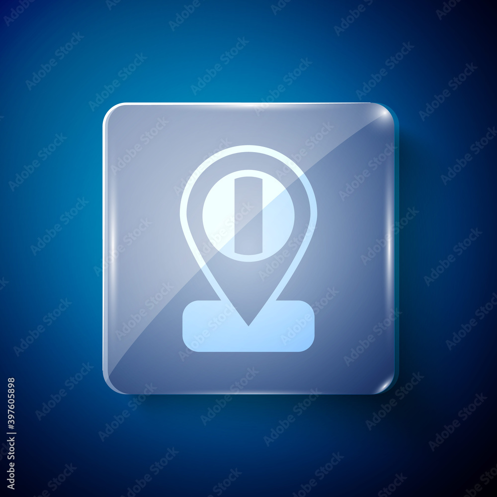 White Location flag Italy icon isolated on blue background. Square glass panels. Vector. White Location flag Italy icon isolated on blue background. Square glass panels. Vector.