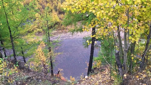 Chulman river in autumn in Neryungri (South Yakutia, Russia) photo