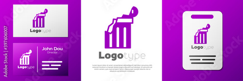 Logotype Broken ancient column icon isolated on white background. Logo design template element. Vector.