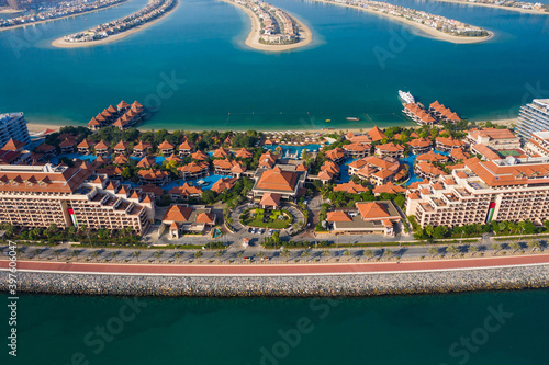 4k photo Resort Hotel, Thai Hotel, The Palm Jumeirah, Dubai, United Arab Emirates, Middle East, Aerial view, Drone photo