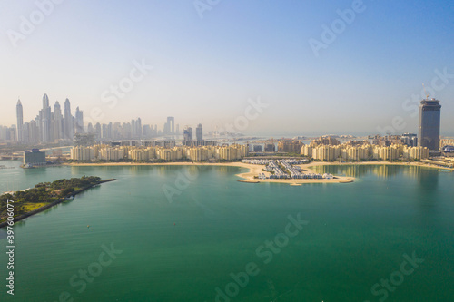 4k photo, The Palm Jumeirah, Artificial Island, East Crescent, Hotel and Resort, Branches and Crescent, Dubai, United Arab Emirates, Middle East, Aerial view, Drone © Frederique