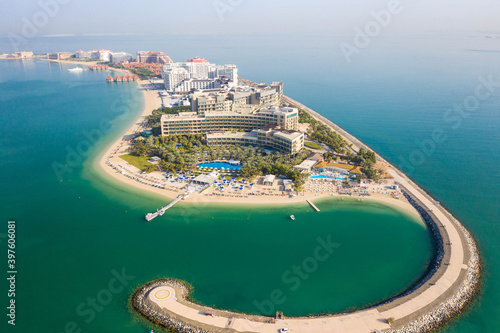 4k photo, The Palm Jumeirah, Artificial Island, East Crescent, Hotel and Resort, Branches and Crescent, Dubai, United Arab Emirates, Middle East, Aerial view, Drone photo