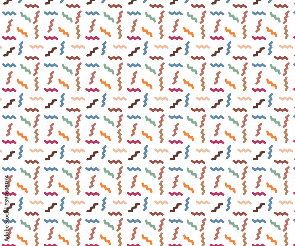 colorful zig-zag  repeat pattern on white background.