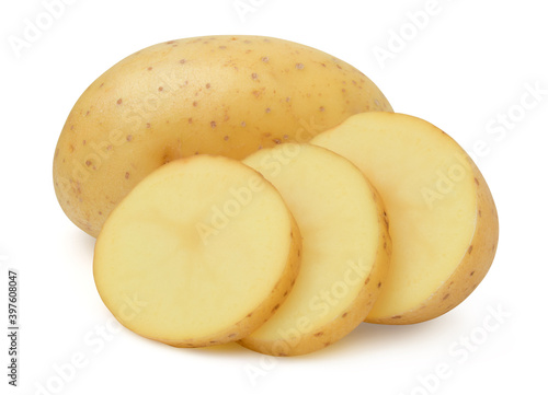Potato and cut isolated on white background,Agricultural products,.with clipping path.