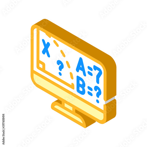 mathematics online lesson isometric icon vector illustration