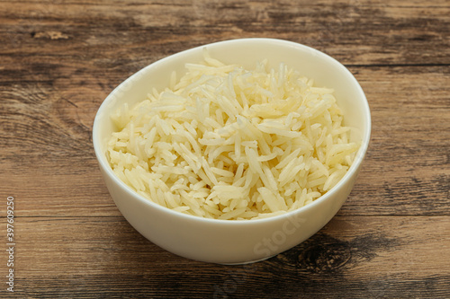 Steamed basmati rice in the bowl