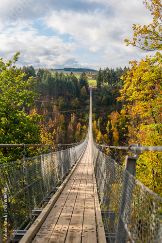 Geierlay suspension bridge in autumn, Mörsdorf, Germany