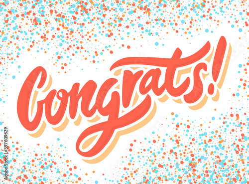Congrats. Greeting card. Vector lettering.