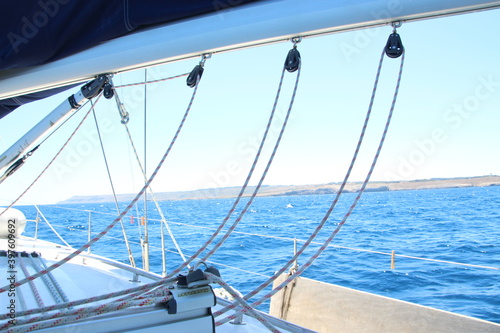 Yachting in Adriatic sea, close up of details
