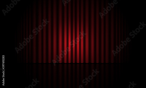 Realistic blue curtain close stage room vector background vector illustration.