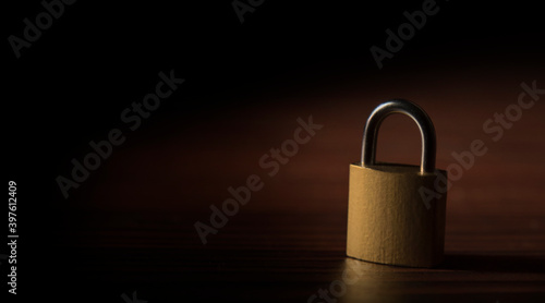 security lock on dark background. Concept of Cyber security 