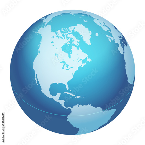 世界地図　北アメリカ, 大西洋, 太平洋