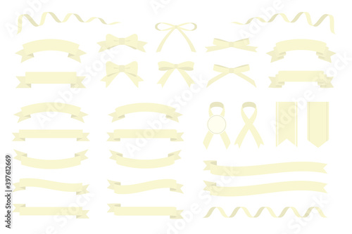 シンプルなリボン素材セット（クリーム色）