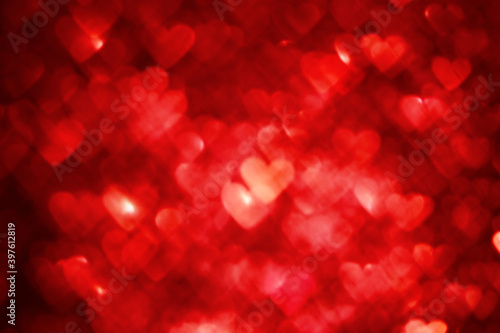 Valentines Day romantic heart shape blurred bokeh lights