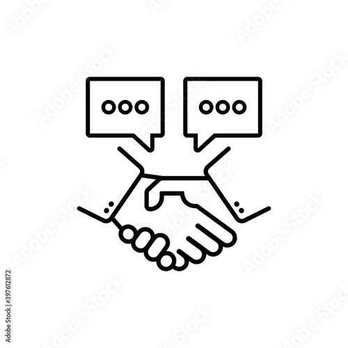 Handshake line icon. Messaging. Partnership deal. Business concept. Contract agreement. For apps and webstes. Vector EPS 10. Isolated on white background