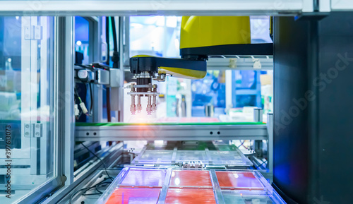 Wallpaper Mural robotic pneumatic piston sucker unit on industrial machine,automation compressed air factory production Torontodigital.ca