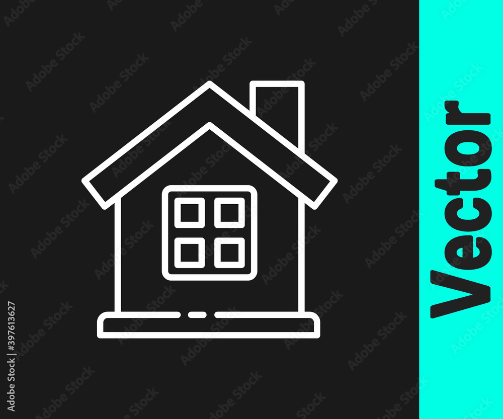 White line House icon isolated on black background. Home symbol. Vector Illustration. White line House icon isolated on black background. Home symbol. Vector Illustration.