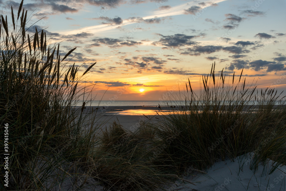 Sunset at the beach of Amrum, Germany