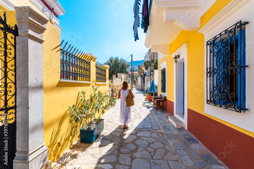 Fototapeta Naklejka Na Ścianę i Meble -  Colorful street view of Symi Island in Greece