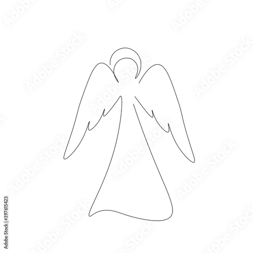 Christmas angel drawing vector illustration