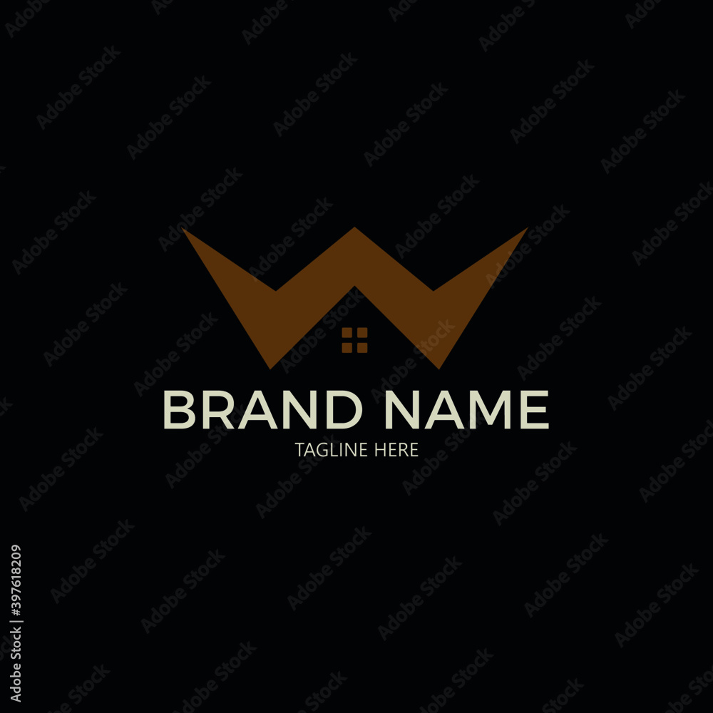 Obraz premium LETTER W FOR HOUSE OR HOME LOGO CONCEPT BRAND IDENTITY