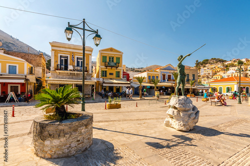Fototapeta Naklejka Na Ścianę i Meble -  Colorful street view of Symi Island in Greece