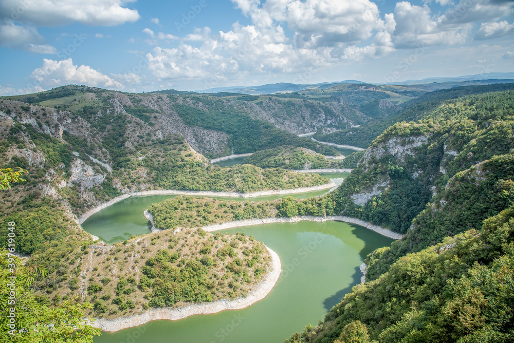 View of the river in the mountains. View of the beautiful meanders of Uvac