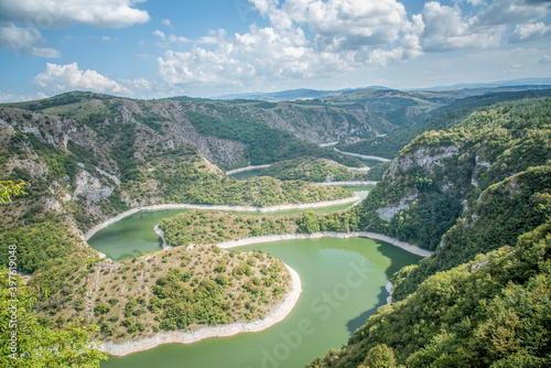 View of the river in the mountains. View of the beautiful meanders of Uvac