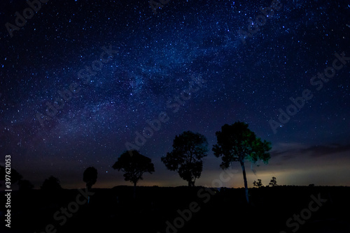 Panorama blue night sky milky way and star on dark background.selection focus.amazing