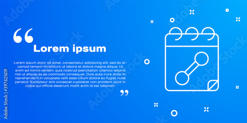 White line Calendar fitness icon isolated on blue background. Training schedule. Vector.