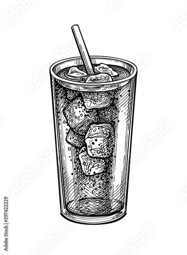 Ink sketch of soda glass.