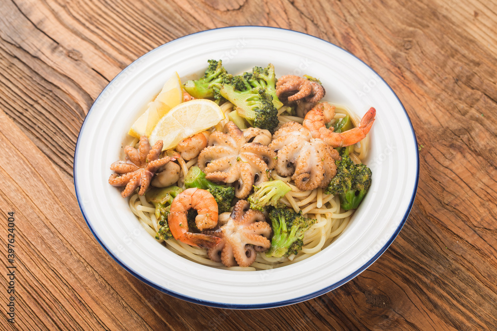 Octopus and Shrimp Seafood Noodle Octopus and Shrimp Seafood Noodle