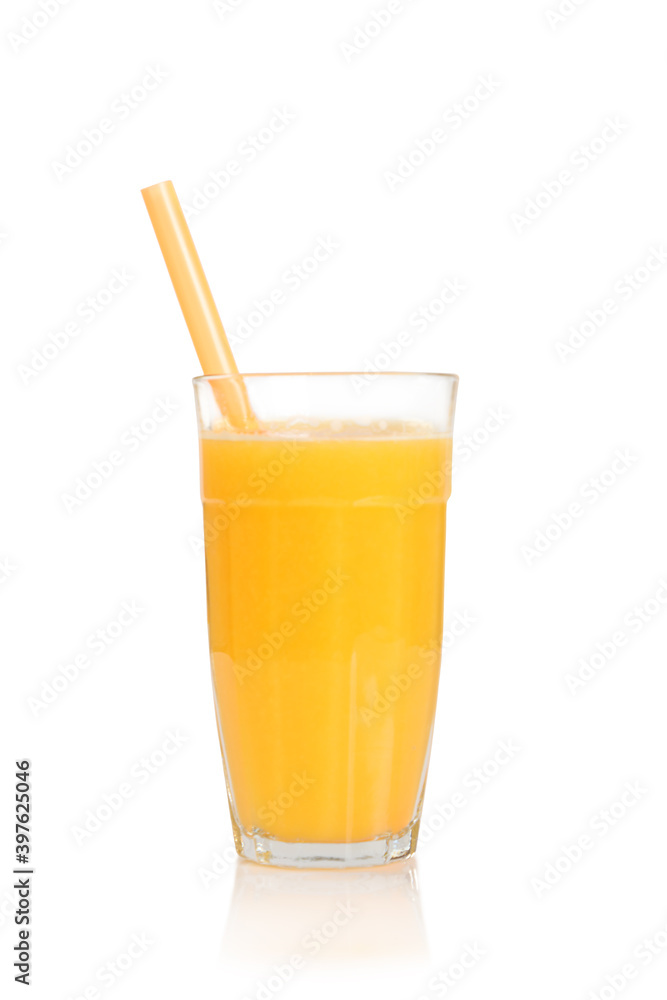 Glass of orange juice smoothie isolated on white Glass of orange juice smoothie isolated on white