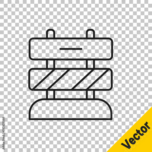 Black line End of railway tracks icon isolated on transparent background. Stop sign. Railroad buffer end to destination. Vector.