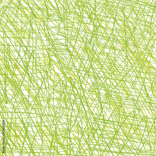 Green pen tangled line pattern sketch. Hatched drawing picture. Hand drawn vector. Abstract background.