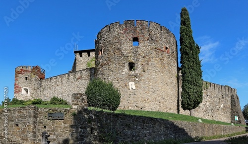 Historic medieval Gorizia castle, on the  hill of the city, located on the slovenian border	
