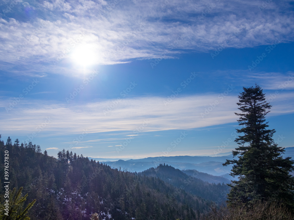 Beskid Sadecki Mountains in winter