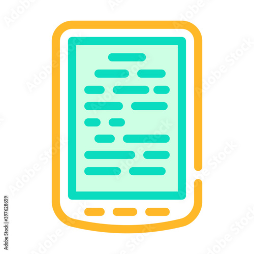 electronic read book gadget color icon vector illustration