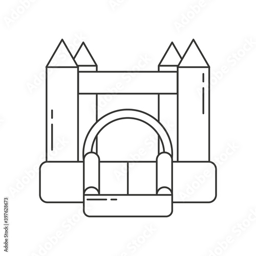 Bouncy castle outline icon. Jumping house on kids playground. Vector illustration.