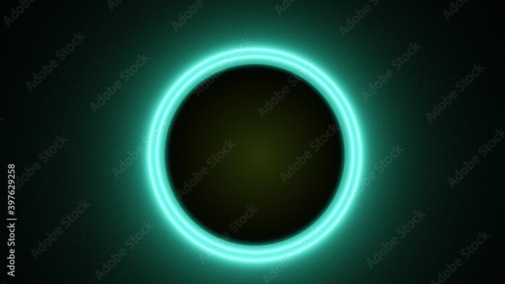 3D rendering abstract background wallpaper green glow circle